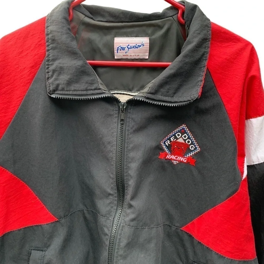Vintage Red Dog Racing Windbreaker Jacket Four Seasons Made in USA Men’s XL